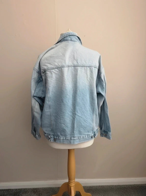 H&M Light Wash Oversized Denim Trucker Jacket Euro S (Fits UK Size 10–16)