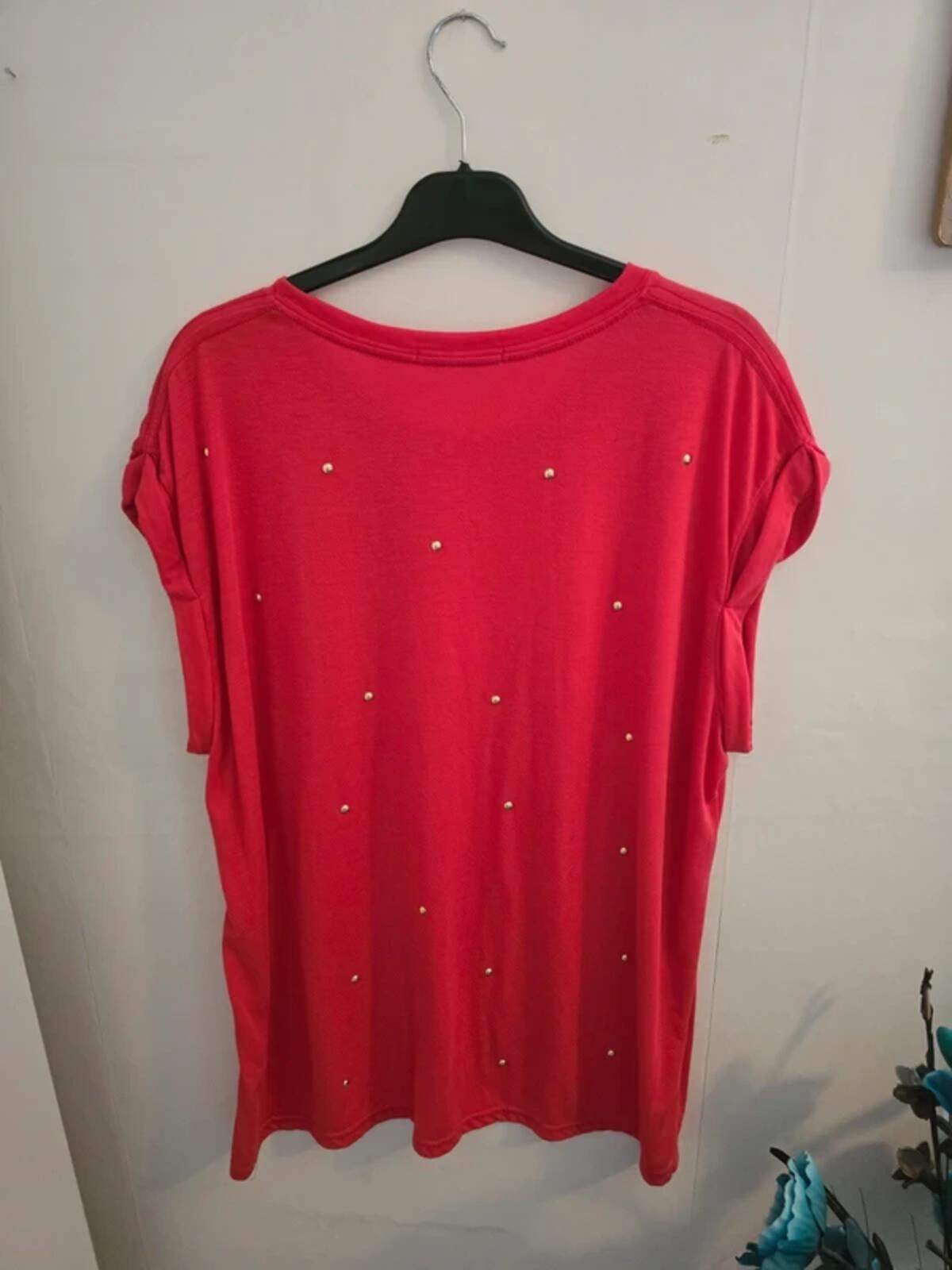 Primark Ladies Pink & Gold Stud T-Shirt Size 20