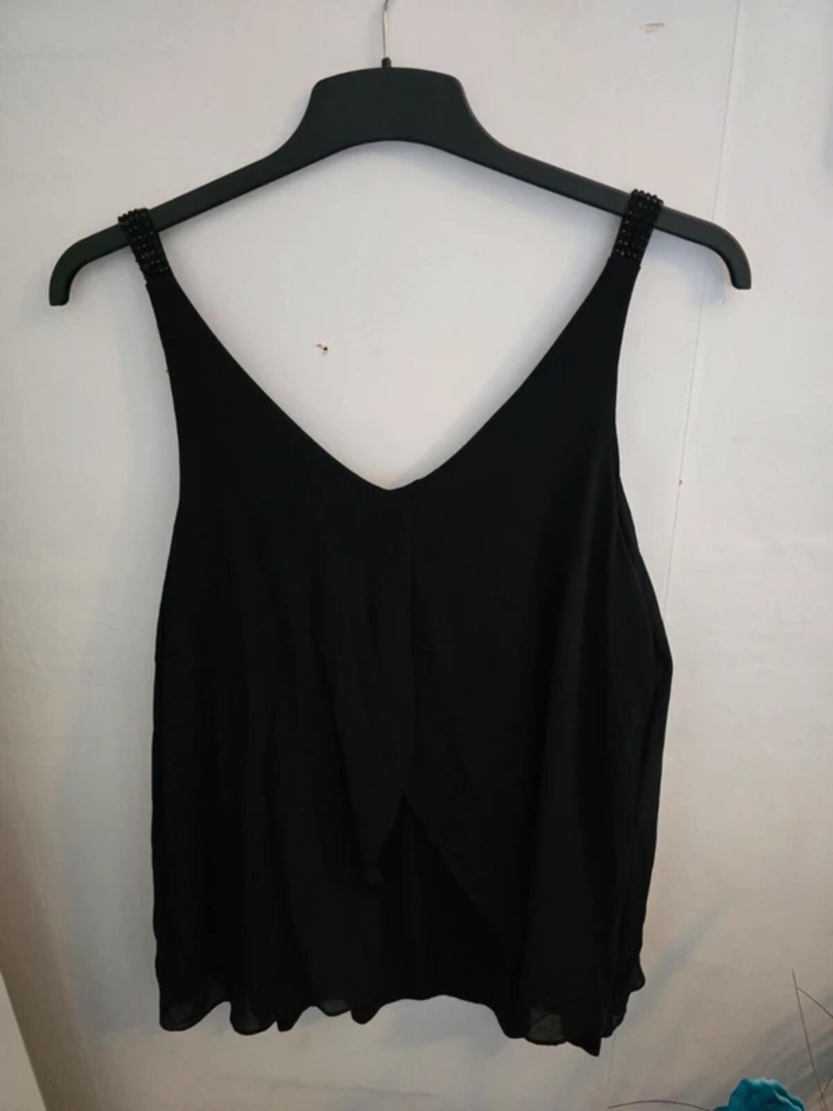 Next Black Layered Diamante Strap V-Neck Vest Top Size 18
