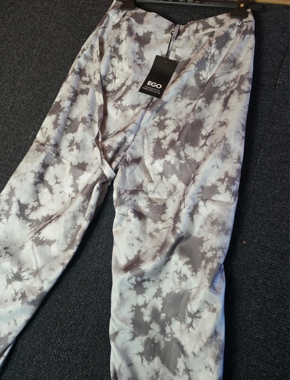 EGO cargo grey tye dye trousers adjustable leg high waist size 6 NWT