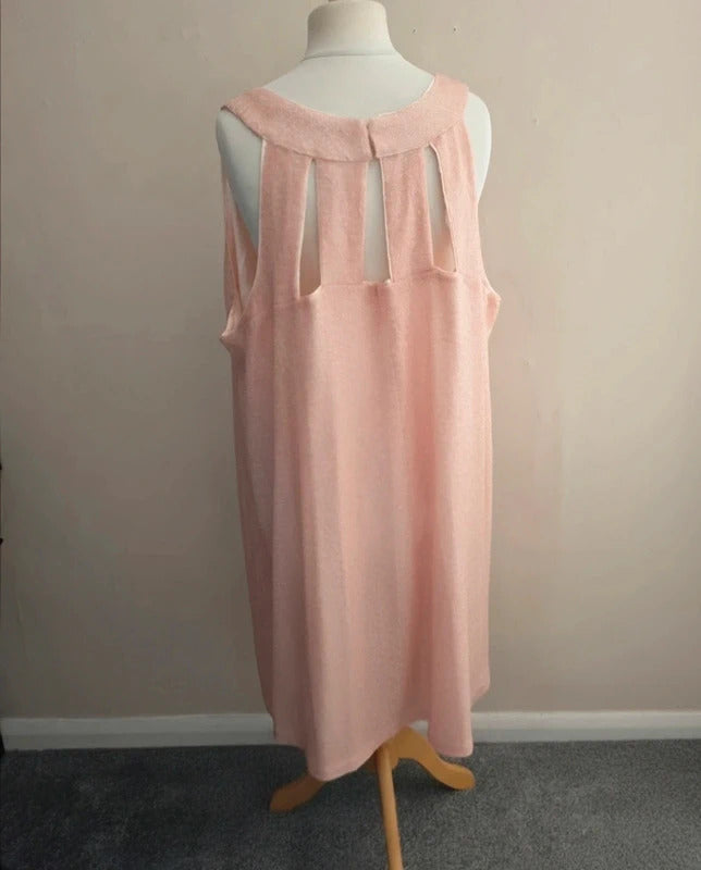 Simply Be Light Pink Sequin Sleeveless Lined Midi Party Dress Size 30
