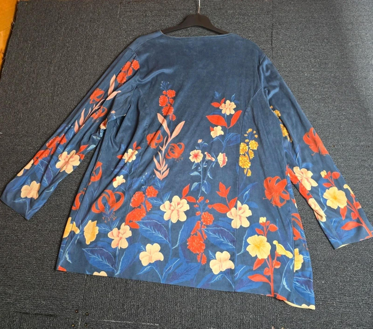 Cotton Traders Open Cardigan Blazer Navy & Multicolour Size 16 Floral