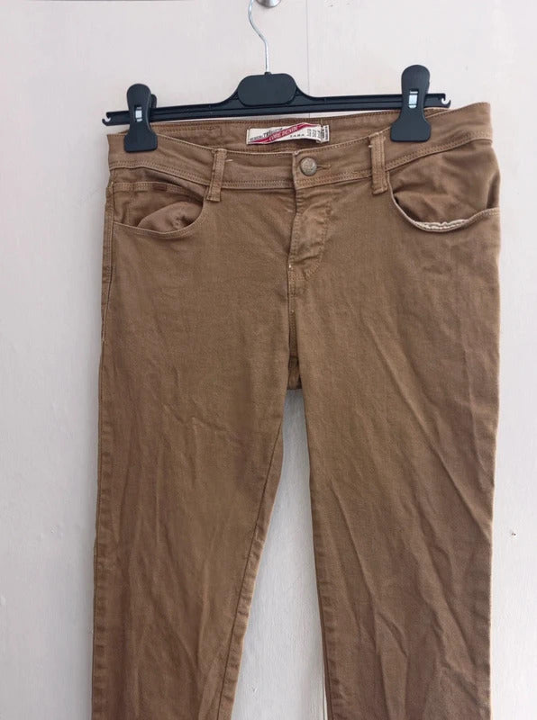 Zara Beige Skinny Jeans Size 10 EU 38 Low Rise Casual Trousers