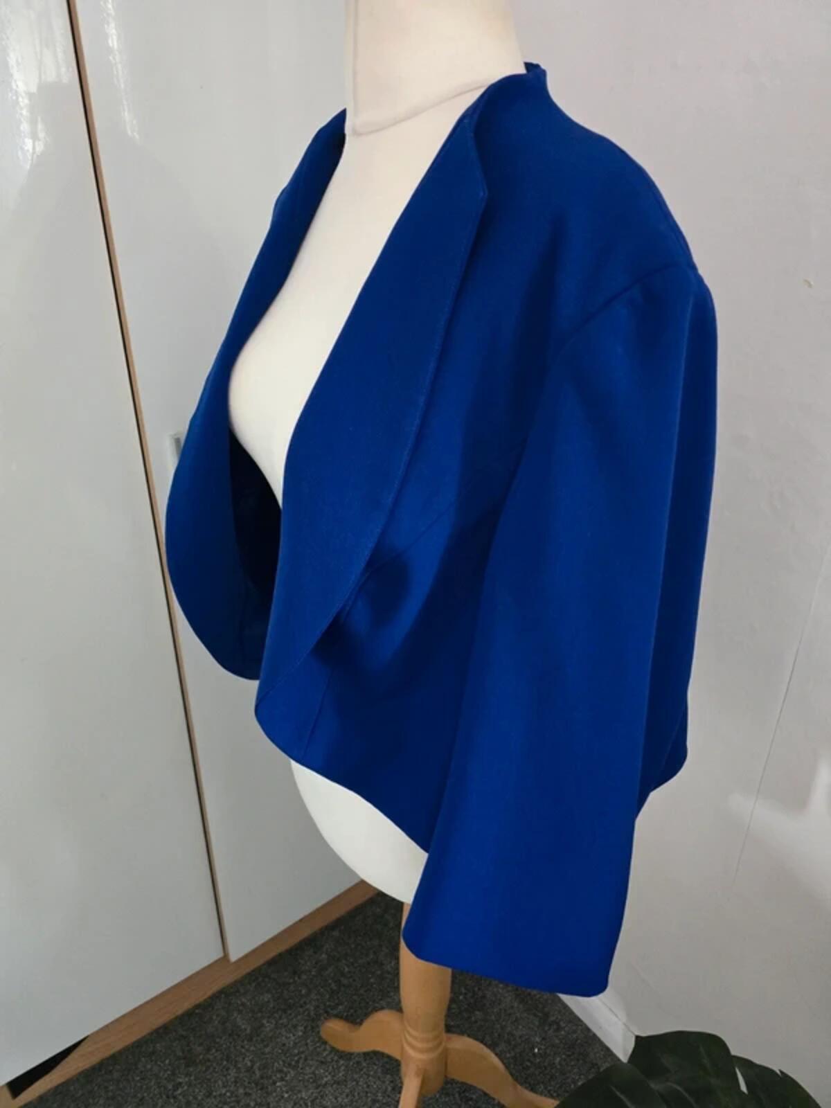 Joanna Hope Royal Blue Open Front Blazer Size 32