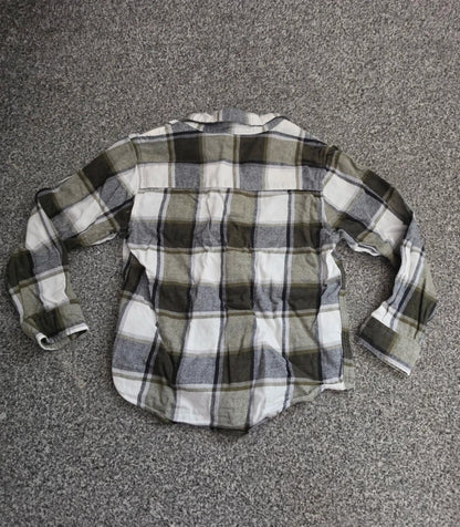 Primark Boys Green & White Check Long Sleeve Flannel Shirt Age 5-6 Years