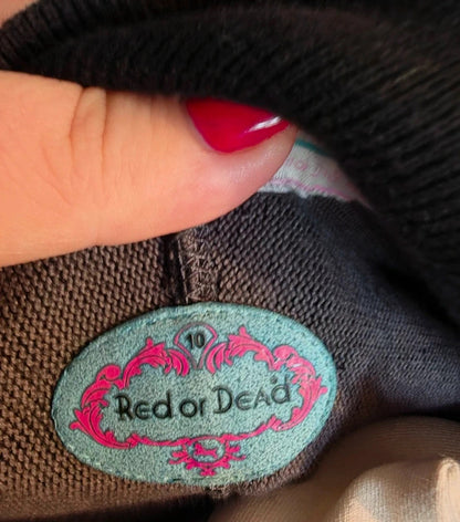 Red Or Dead Black & Grey Contrast Stitch Longline Cardigan – Size 10