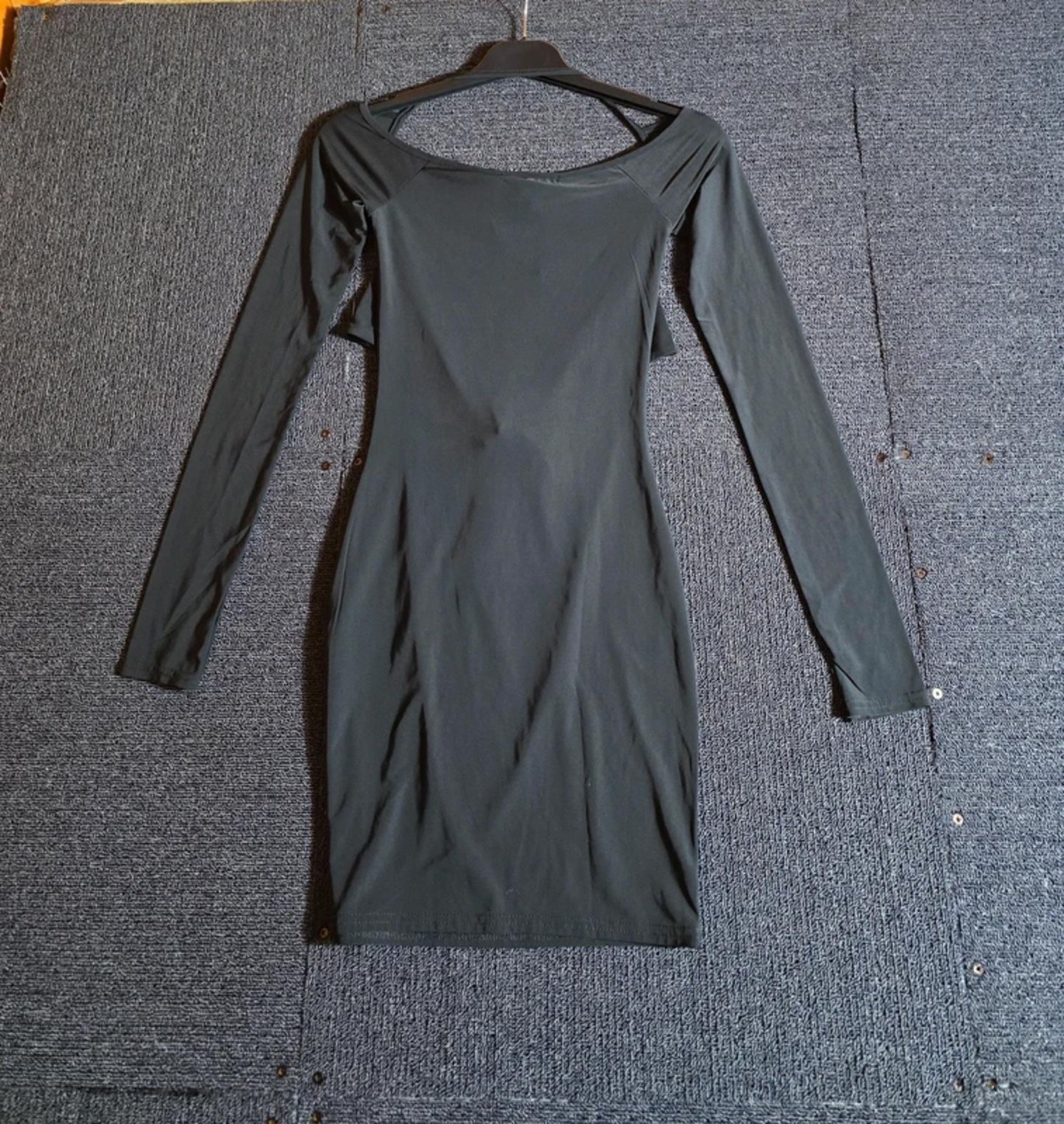 EGO Black Cut Out Bodycon Mini Dress Tie Front Long Sleeve UK Size 6