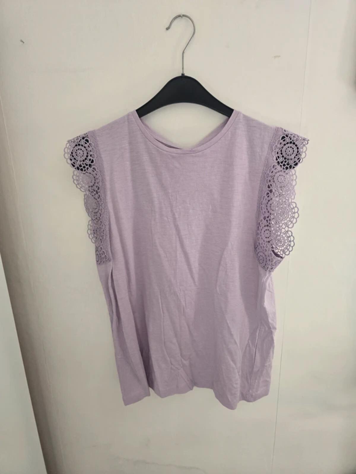 Matalan Lilac Cotton Tee With Lace Size 14