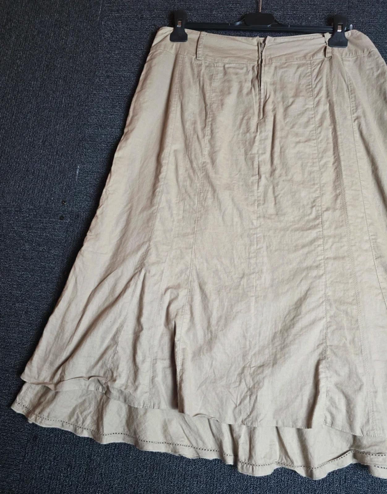 Steilmann Beige Cotton Flared Midi Skirt Layered Zip Back