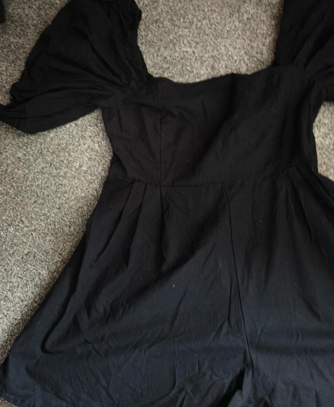 Collusion Black Off-The-Shoulder Puff Sleeve Playsuit Size 12