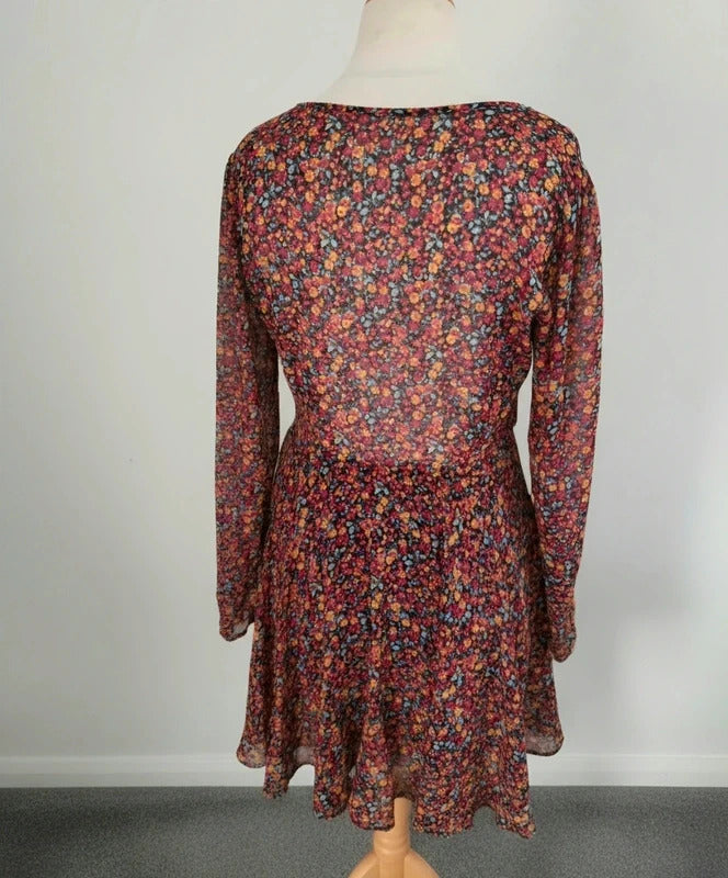 Kimchi Blue Multicoloured Floral Fit & Flare Dress – M Size 10–12