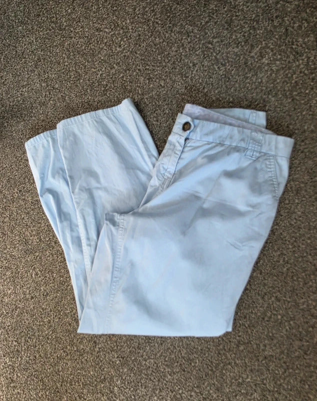 Maine New England Women's Light Blue Straight Leg Chino Trousers Size 12 Short