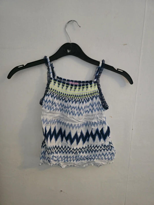 F&F blue & white patterned cami top girls 3-4years