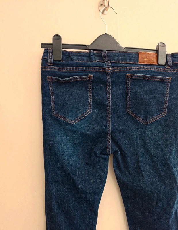 Elma Blue Mid-Rise Distressed Pocket Skinny Jeans 33 Size 12