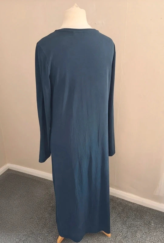 Next Navy Blue Long-Sleeved Side-Slit A-Line Maxi Dress Size 12