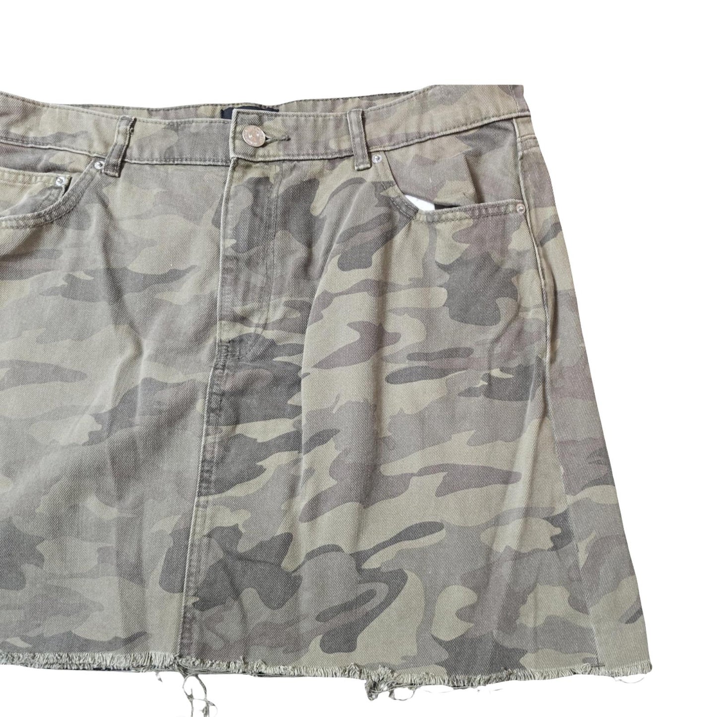 F&F Khaki Camo Denim Mini Skirt – Size 16 – 100% Cotton