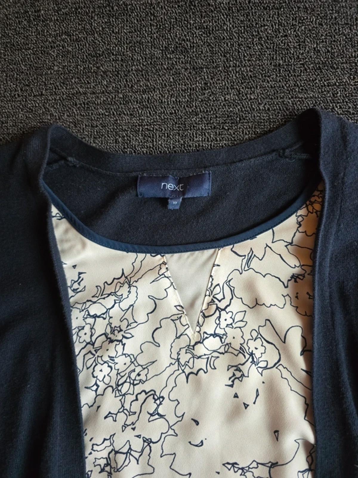 Next 2-in-1 Layered Top Navy & White Size 10 Workwear Style