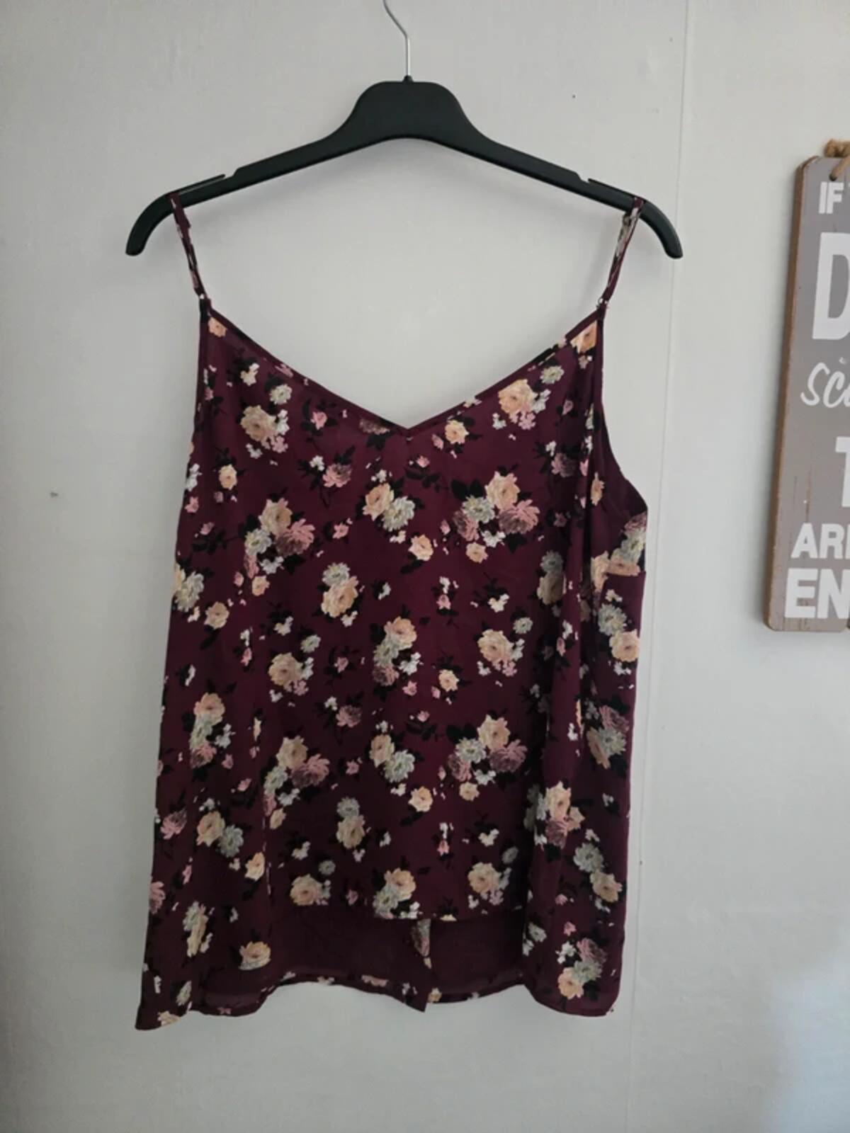 Oasis Purple Floral Button-Front Layered Cami Top Size 18