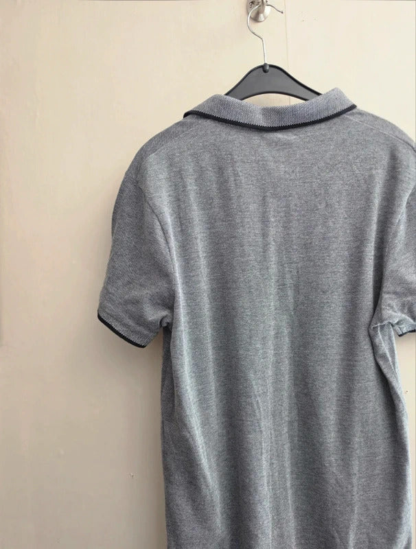 Primark Men's Grey Short Sleeve Cotton Polo Shirt Size Small
