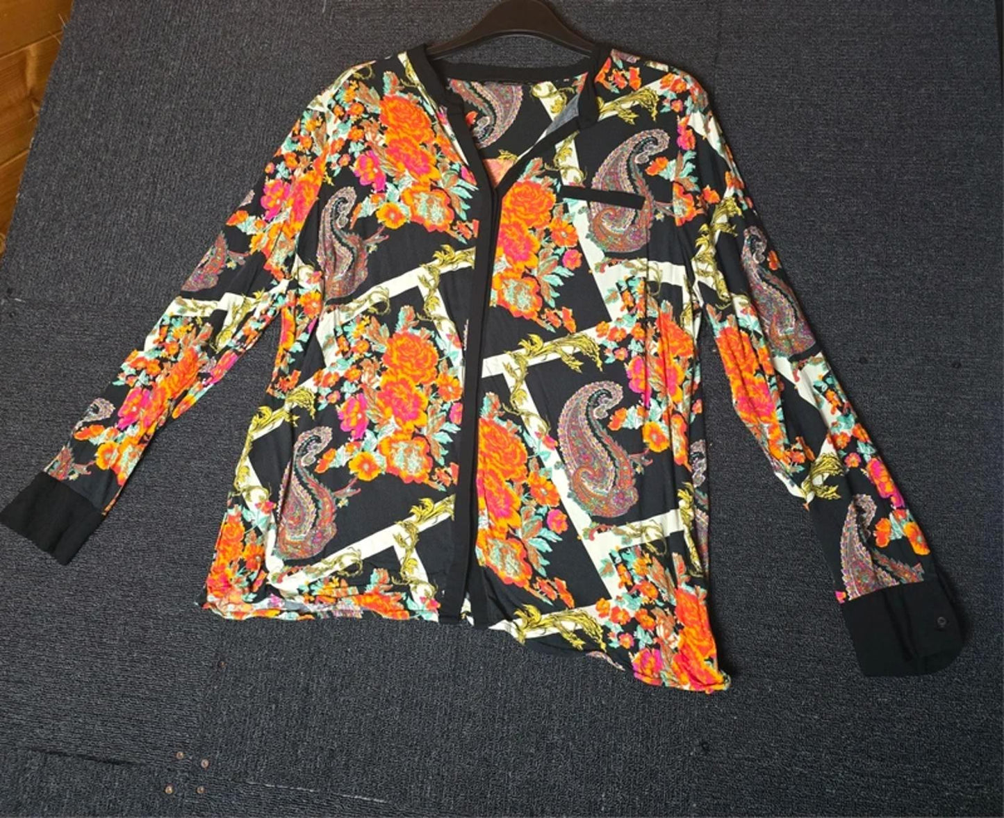 Next black multicoloured floral long sleeved blouse size 20