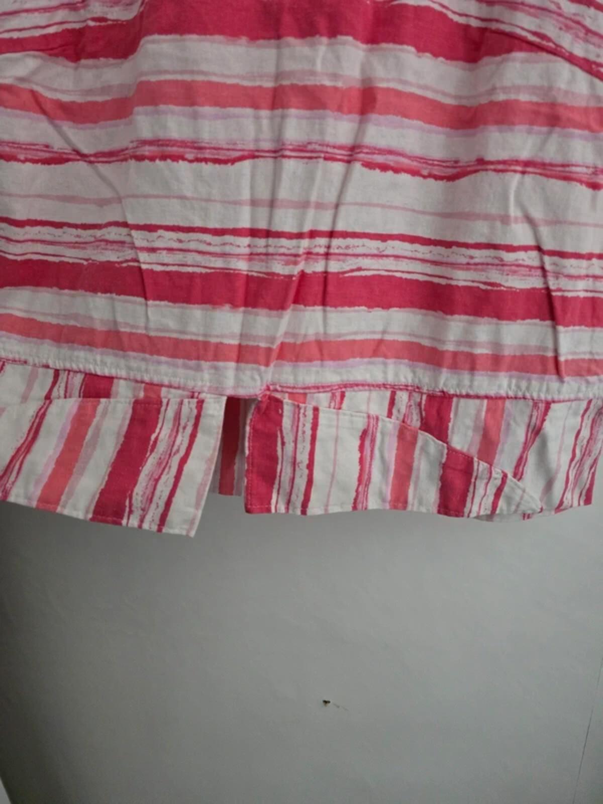 Cotton Traders Pink & White Striped Short Sleeved Top - Size 14