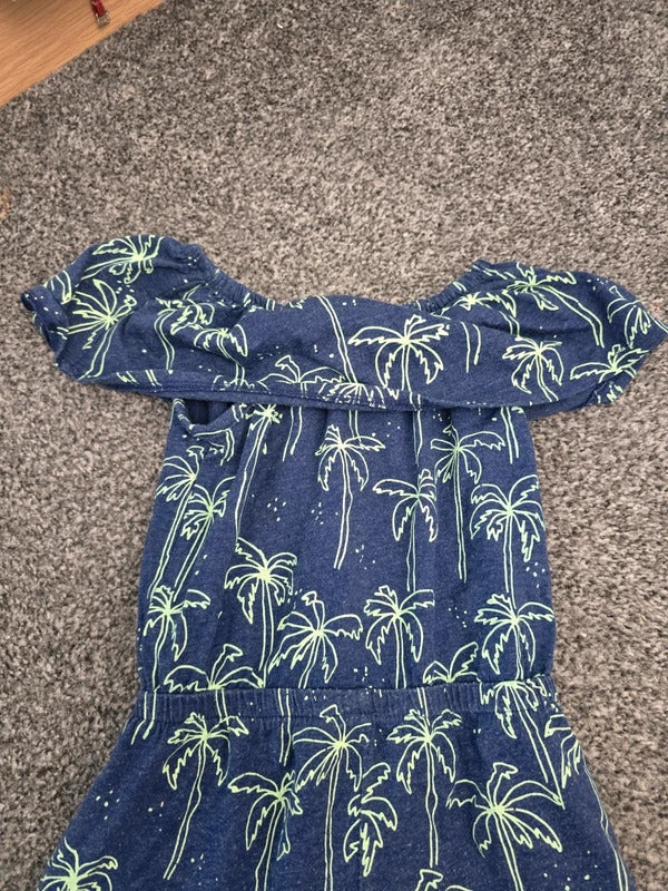 M&Co Girls Navy & Green Palm Tree Print Playsuit Age 3-4 Years