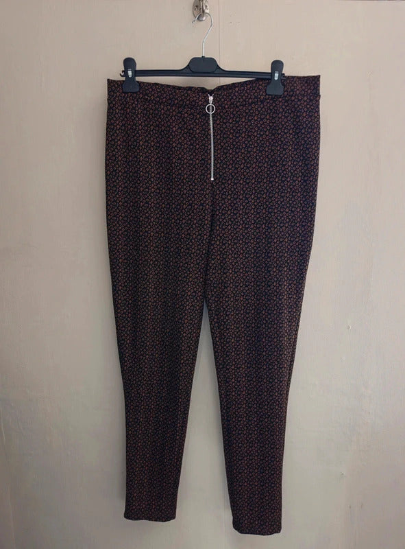 George Brown & Black Animal Print Front-Zip Skinny Trousers Size 20