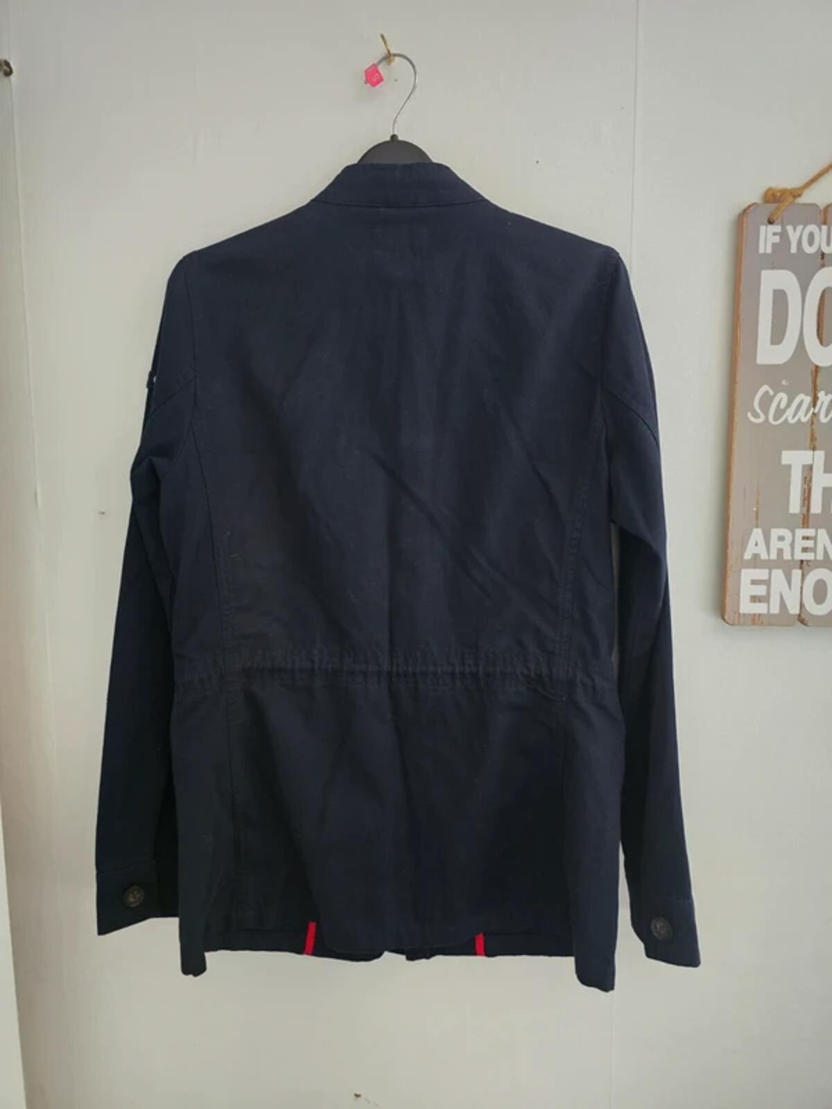 Joules Navy Blue Lightweight Jacket Size 8 Cotton Linen Blend Drawstring