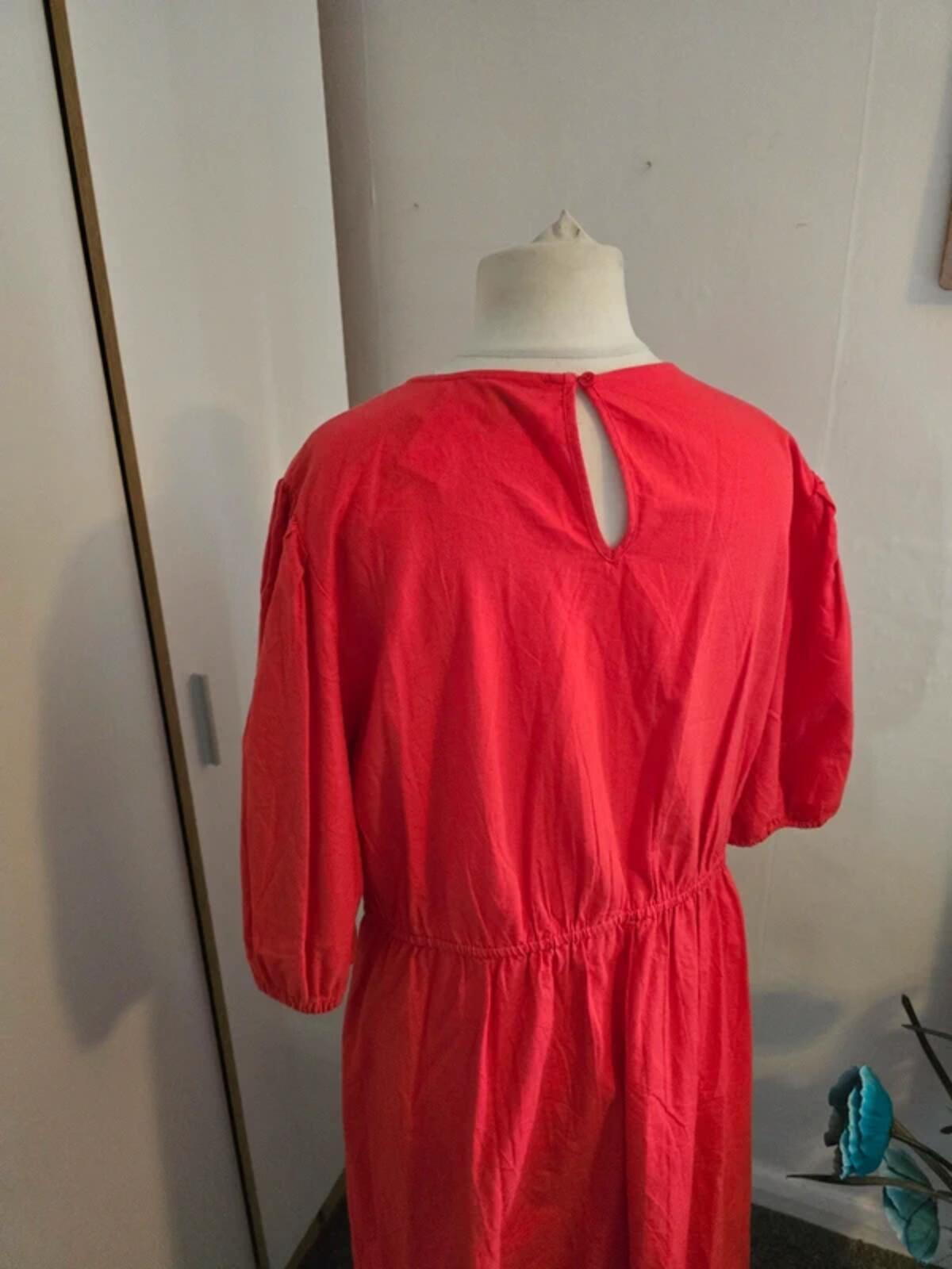 Primark Red Cotton Linen Blend Cut Out Dress Size 20 NWT