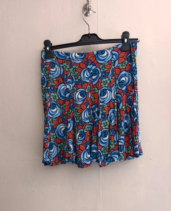 Zara Bold Multicoloured Floral Flared Mini Skirt Small (Size 8)