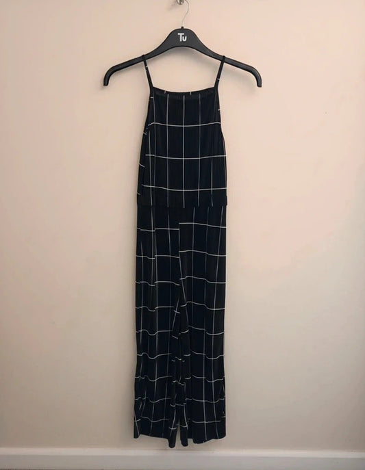 New With Tags Dorothy Perkins Black & White Patterned Cropped Jumpsuit Size 12
