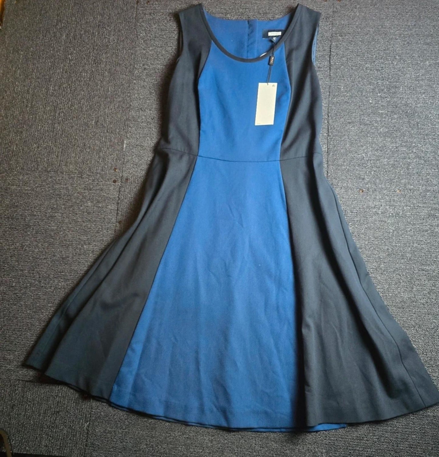 Next Dress Blue & Black Size 14 Reg Sleeveless Midi New Work