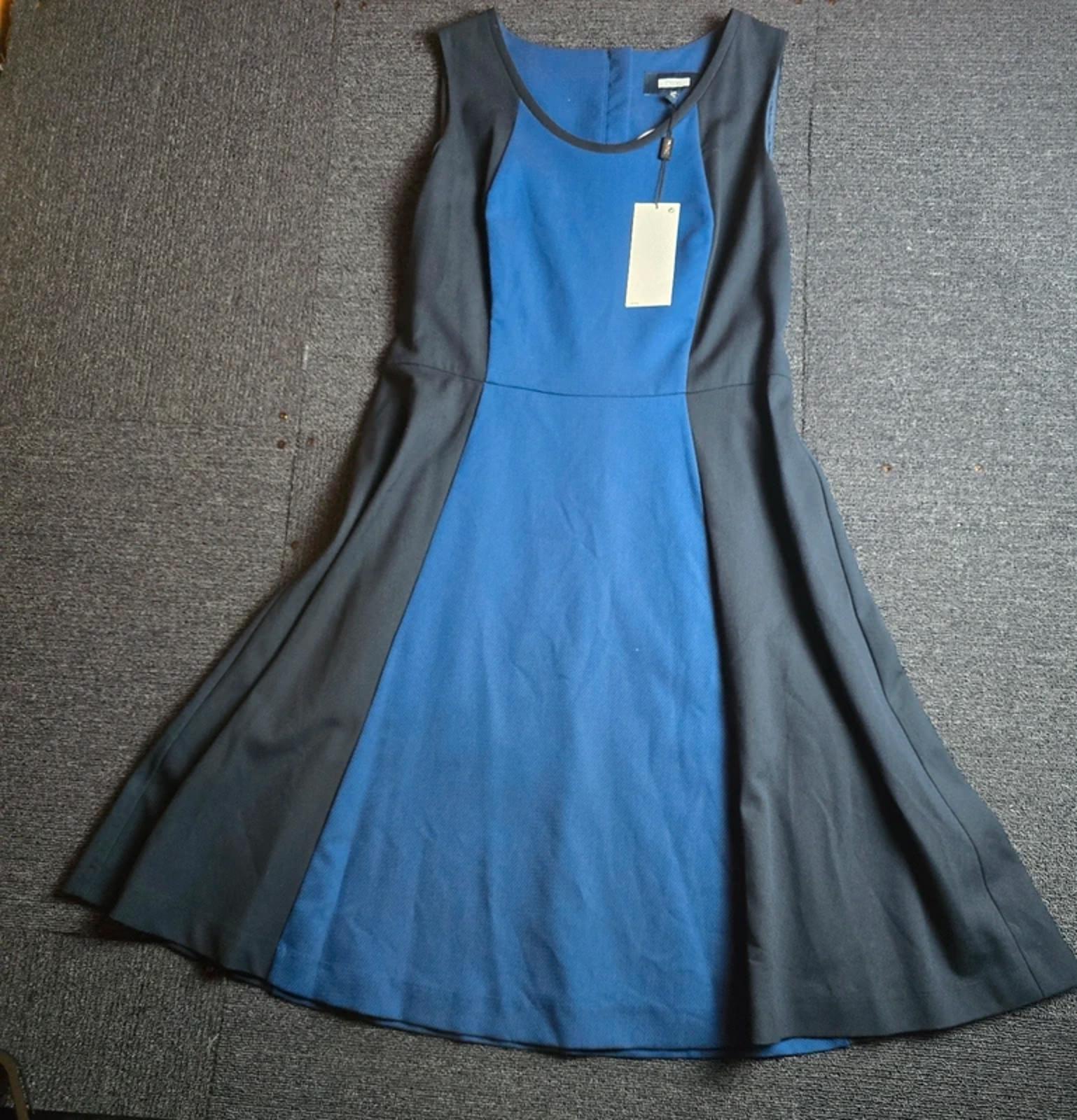 Next Dress Blue & Black Size 14 Reg Sleeveless Midi New Work