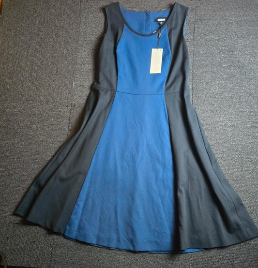 Next Dress Blue & Black Size 14 Reg Sleeveless Midi New Work