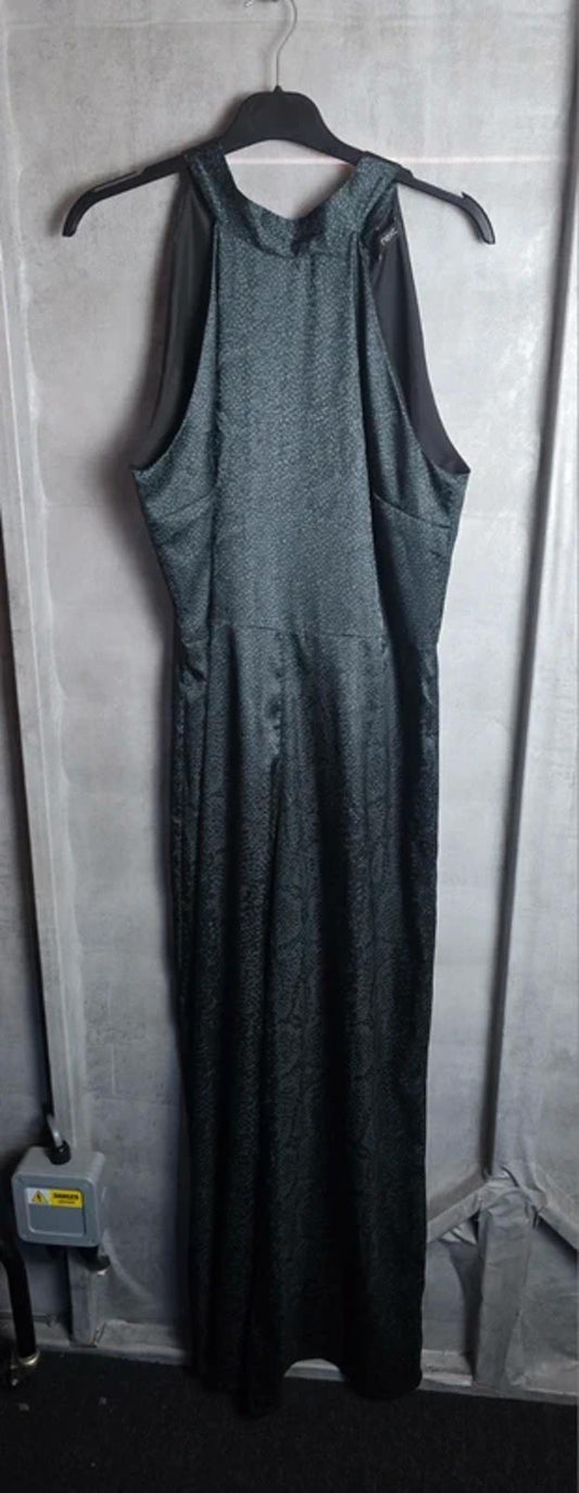 Next black & green polka dot wide leg sleeveless jumpsuit size 14