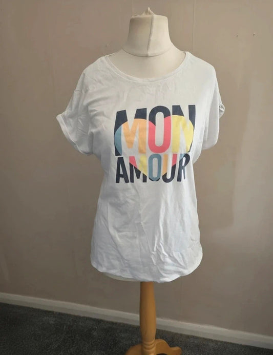 Matalan White Short Sleeved Relaxed Fit T-Shirt Size Med Size 12-14