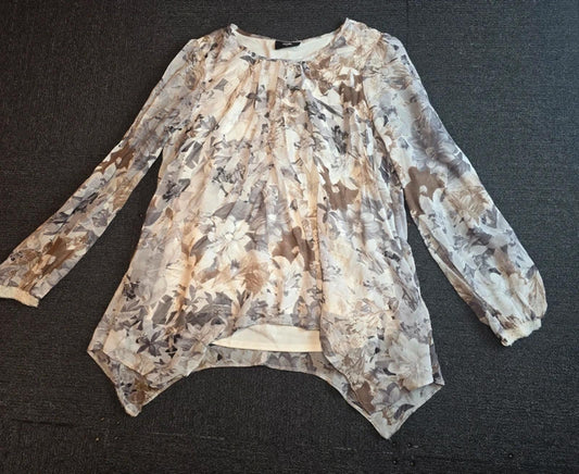 Wallis Blouse Floral Grey Med Size 12/14 Smart Casual