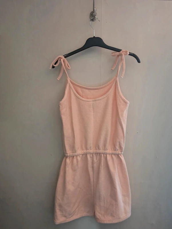 SoulCal & Co Coral Orange Towelling Playsuit Tie Sleeves Size 10