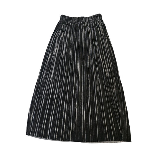 33 Field Trip Project 20 Black Velvet Pleated Midi Skirt Elasticated Waist Free Size