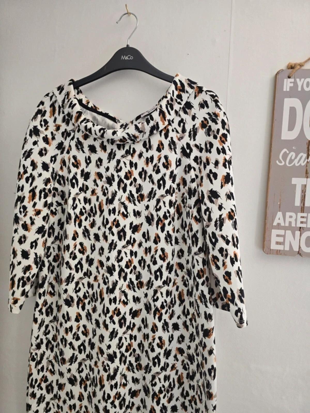 Tu White & Brown Animal Print Collared Midi Dress Size 12