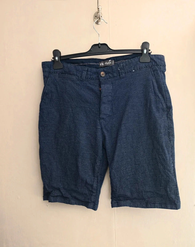 Primark Mens Navy & White Patterned Cotton Blend Chino Shorts Size W34