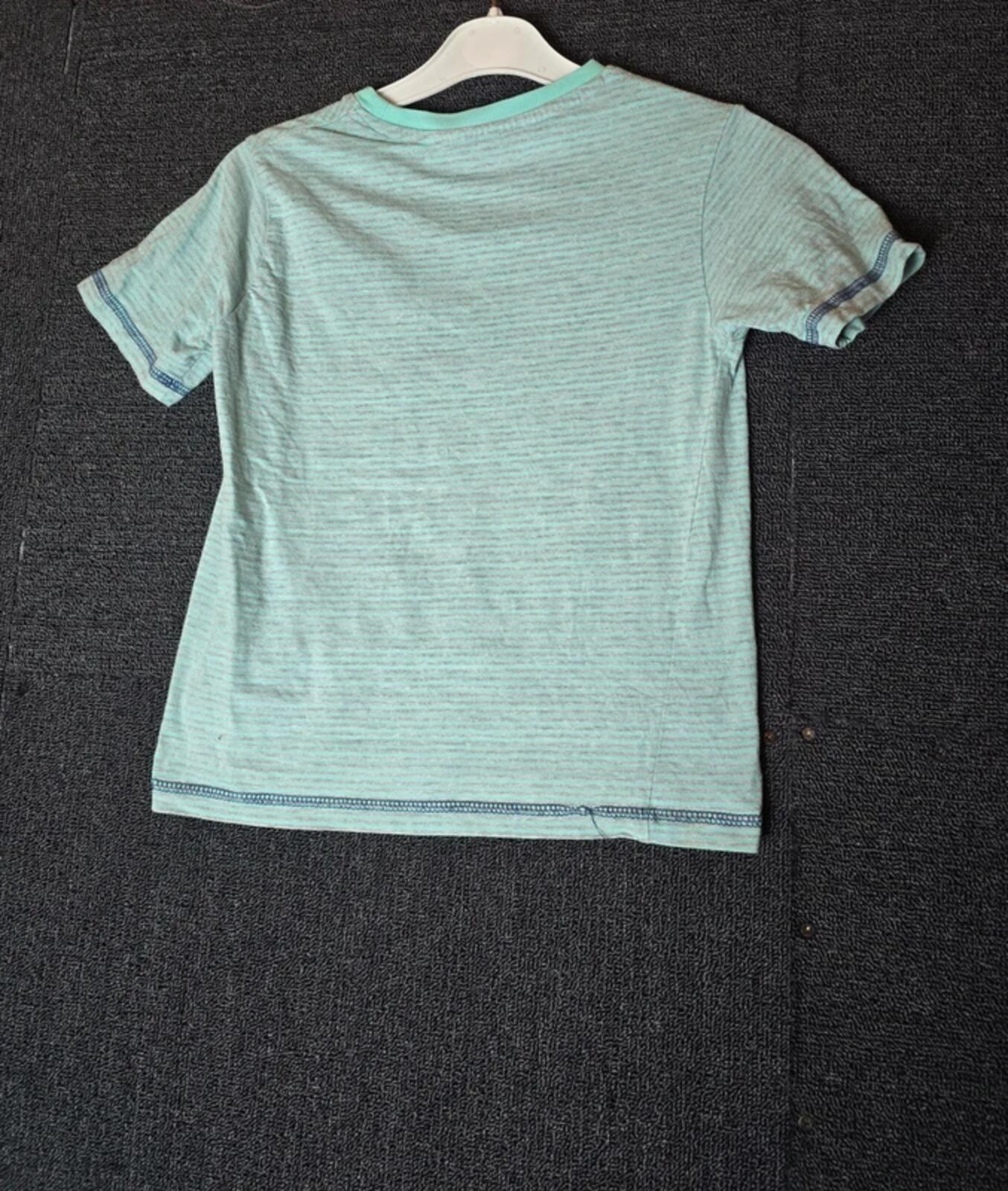 Nutmeg boys green & grey striped short sleeved t-shirt 7years