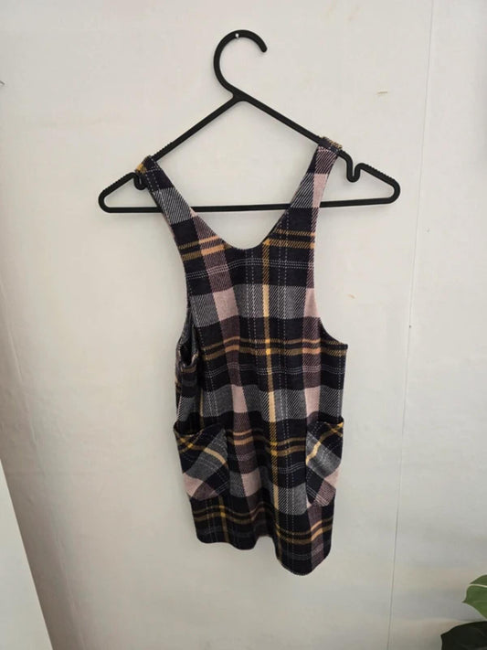 Nutmeg Girls Navy Pink and Yellow Checked Pinafore Dress Age 5-6years