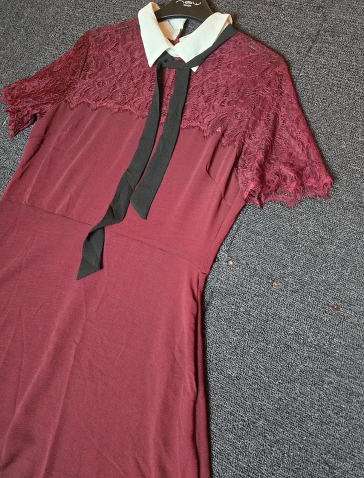 Blue Vanilla Dress Burgundy Size 12 Lace Collar Work Occasion NWT