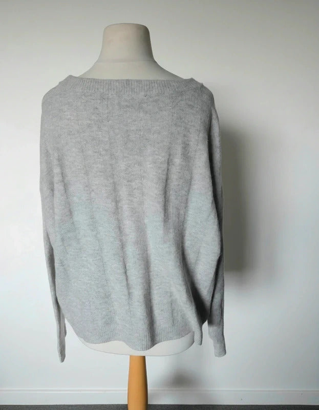 Marks & Spencer Grey Knitted Long Sleeve Relaxed Jumper Size 18