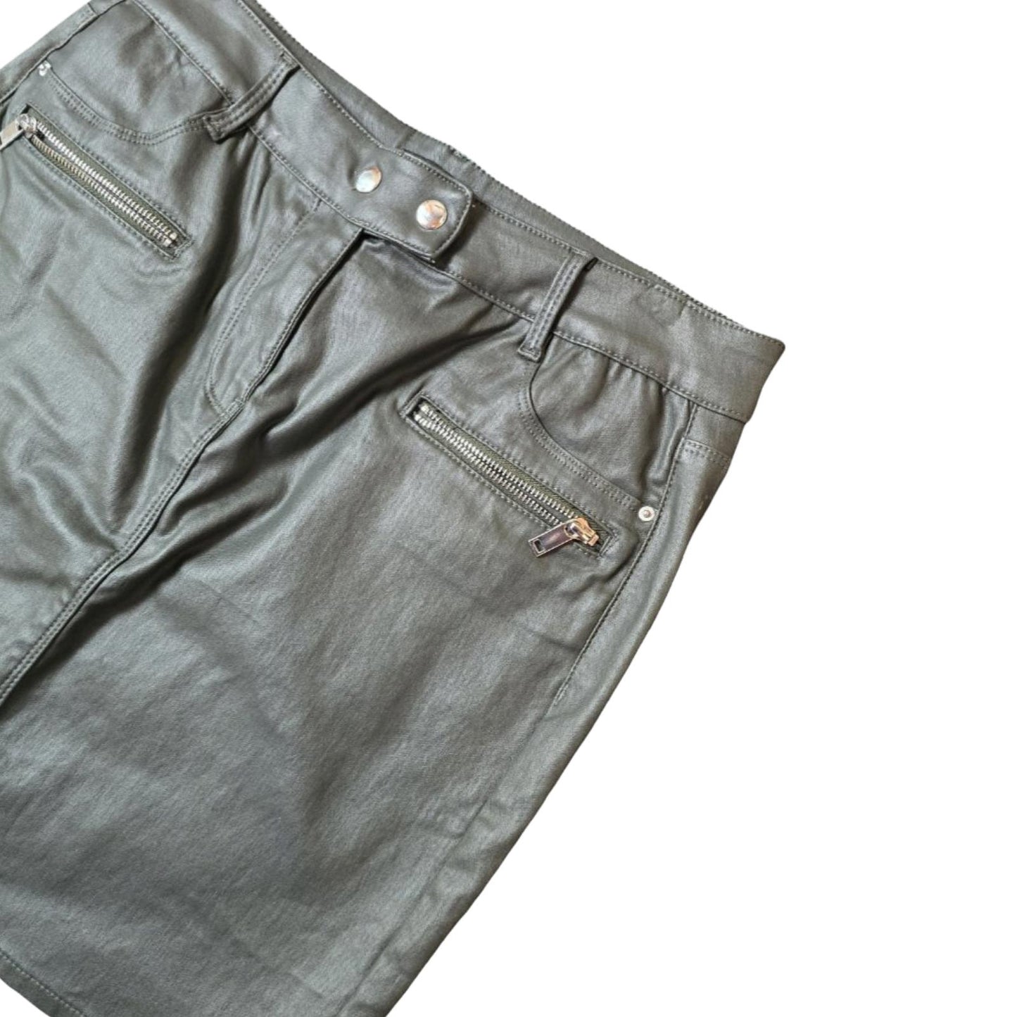 Khaki Green Coated Skirt Size 14 Casual Next