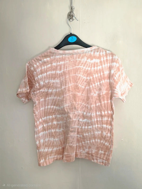 Primark Boys Coral Orange & White Tie Dye "Make Today Great" T-Shirt Age 7-8 Years