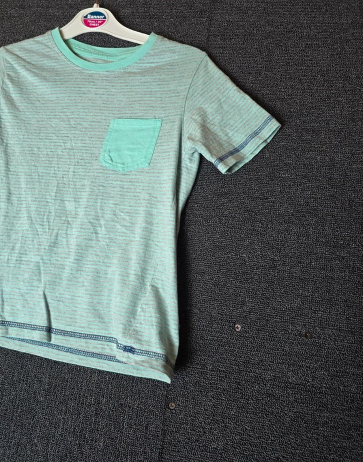 Nutmeg boys green & grey striped short sleeved t-shirt 7years