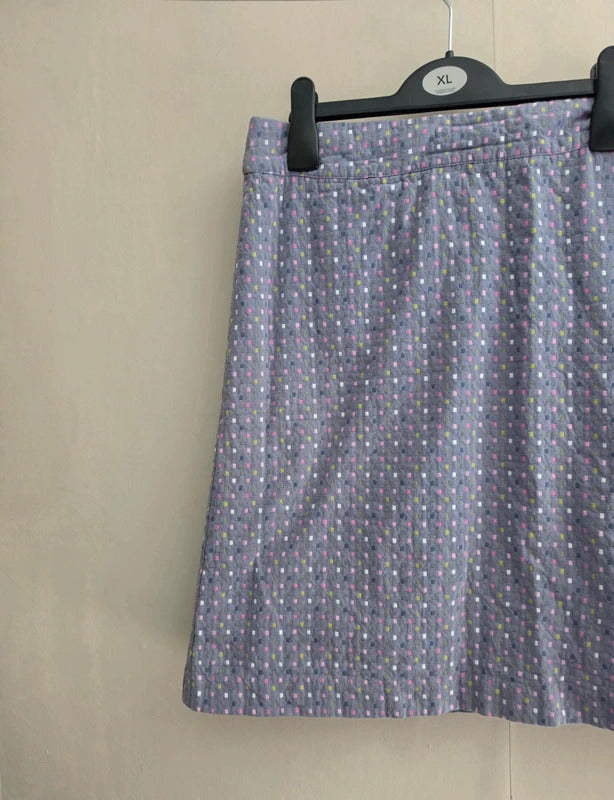 White Stuff Women's Lilac Multicoloured Patterned ALine KneeLength Skirt Size 10