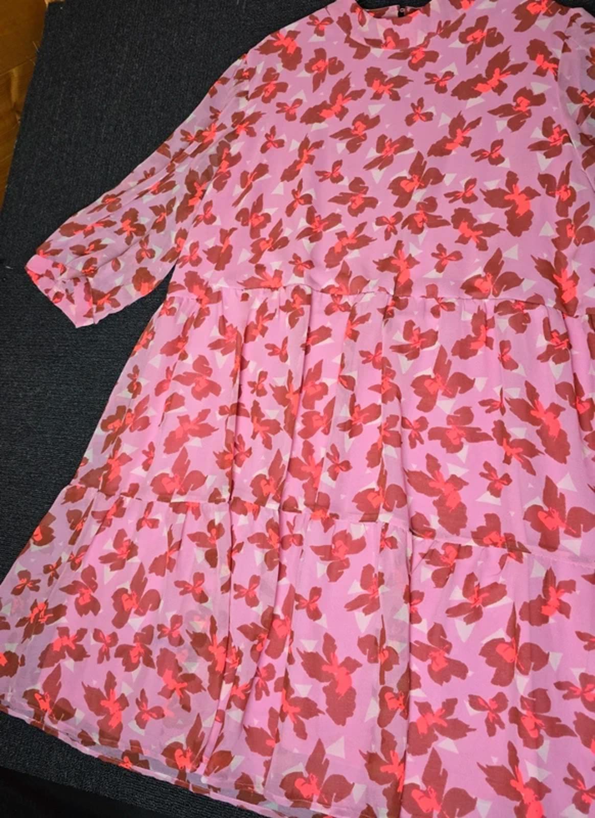 Vero Moda Midi Dress Pink Red Floral Size 20/22 Occasion Wear